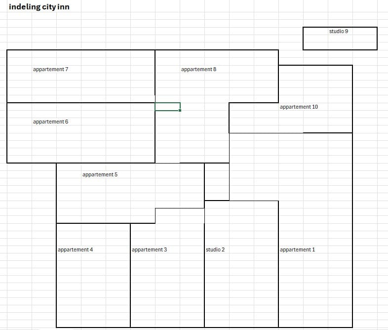 Floor plan sketch City Inn, Bonaire